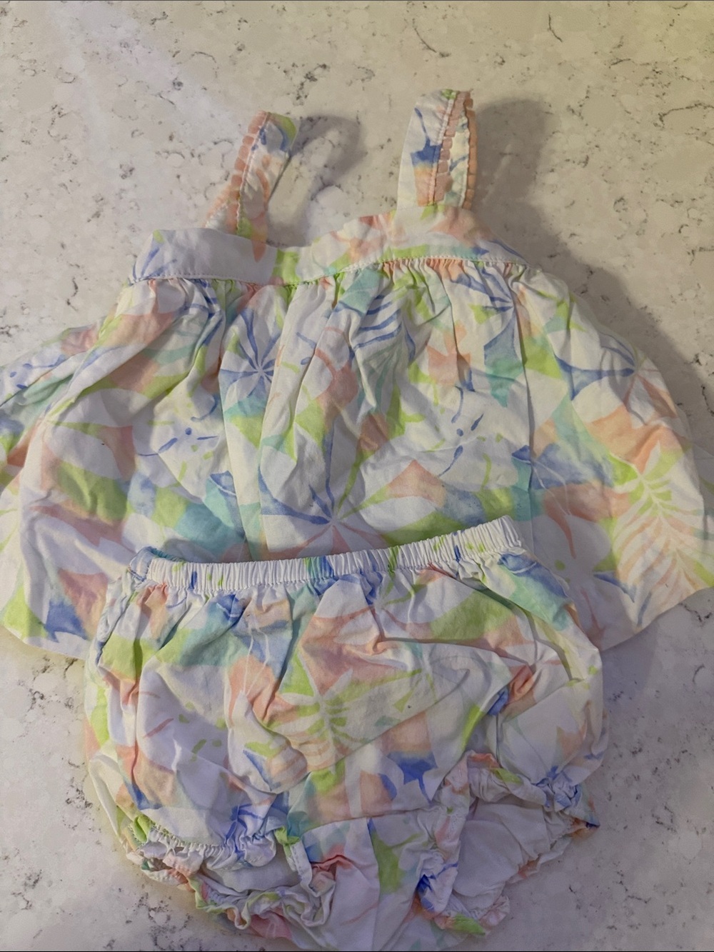 Janie and Jack Pastel Floral Two-Piece Matching Set - White, Pink, Blue, Green